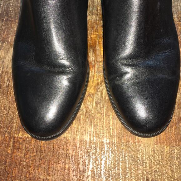 LK Bennett Kaitlyn Black Leather Ankle Boot Womens 38 (7.5-8) Zip Up Low Heel - Picture 8 of 11